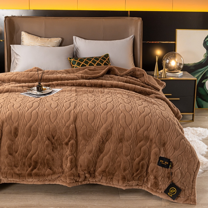 91家纺网 家纺一手货源 找家纺 凯轩毛毛毯毯子网销专供 2024新款精品仿裘皮毛毯毯子 沙漠红