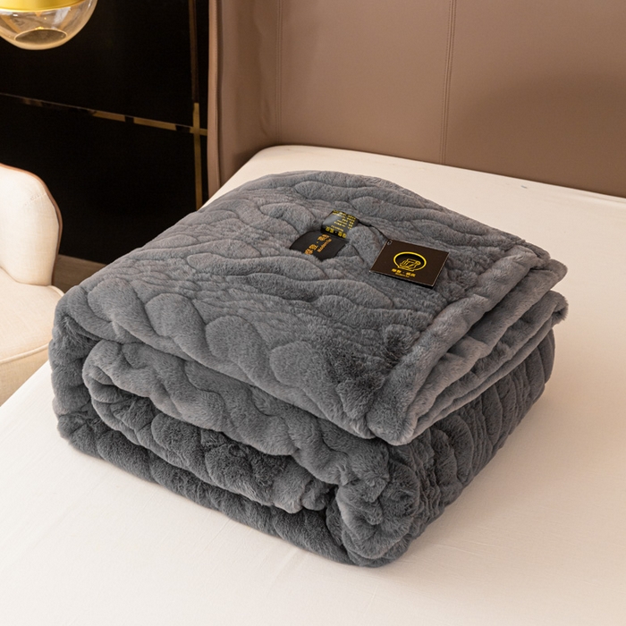 91家纺网 家纺一手货源 找家纺 凯轩毛毛毯毯子网销专供 2024新款精品仿裘皮毛毯毯子 绅士灰