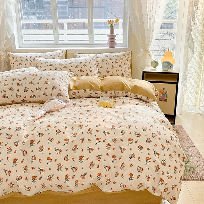 91家纺网 家纺一手货源 找家纺 麦伦家居 2024全棉斜纹13372小清新碎花卡通系列四件套 玫瑰庄园