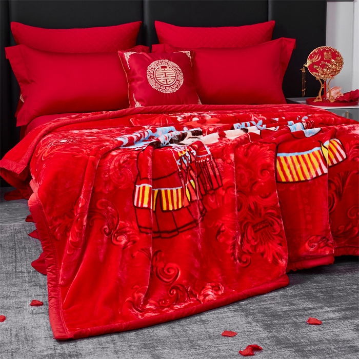 91家纺网 家纺一手货源 找家纺 凯轩毛毛毯毯子网销专供 2024新款A类双层云毛毯毯子 与子偕老