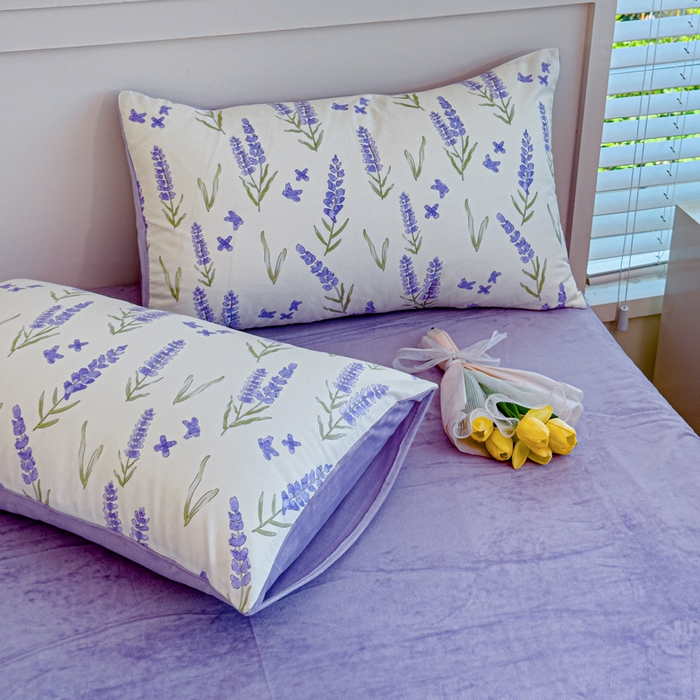 91家纺网 家纺一手货源 找家纺 清雅福 2024新款小清新ins棉加绒印花四件套系列-棉绒风格一 棉绒紫瑶