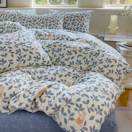 91家纺网 家纺一手货源 找家纺 （总）耀悦家纺 2025新款a类13372小清新ins博主风纯棉四件套