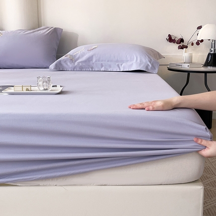 91家纺网 家纺一手货源 找家纺  2024新款【A类母婴级】加厚全棉磨毛四件套纯棉保暖床笠纯色床垫保护罩冬季单件床上用品 薰衣紫【A类加厚全棉品质】