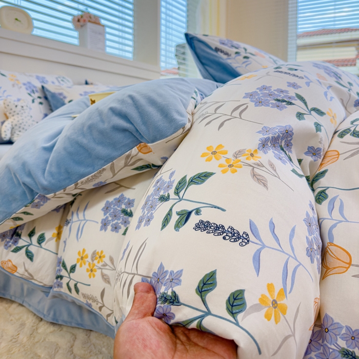 91家纺网 家纺一手货源 找家纺 清雅福 2024新款小清新ins棉加绒印花四件套系列-棉绒风格一 棉绒爱丽丝