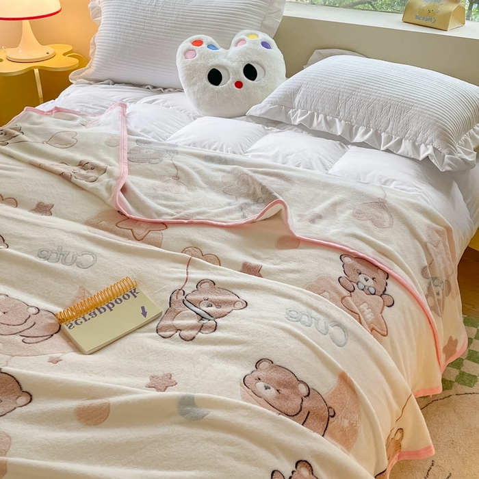 91家纺网 家纺一手货源 找家纺 慕尚家纺 2025新款高克重加厚雪花绒毛毯毯子 星空熊