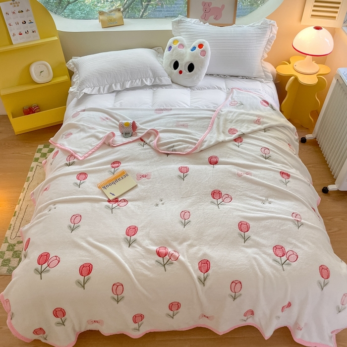 91家纺网 家纺一手货源 找家纺 慕尚家纺 2025新款高克重加厚雪花绒毛毯毯子 玫瑰之恋