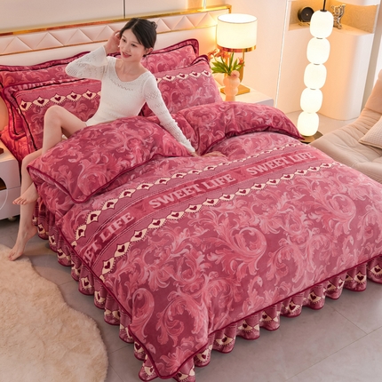 金柚子 2024新款加厚牛奶绒四件套 甜蜜人生