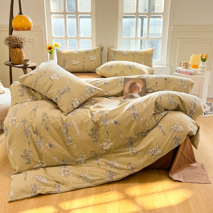 91家纺网 家纺一手货源 找家纺 千朵 2024新款全棉磨毛四件套 秋屿