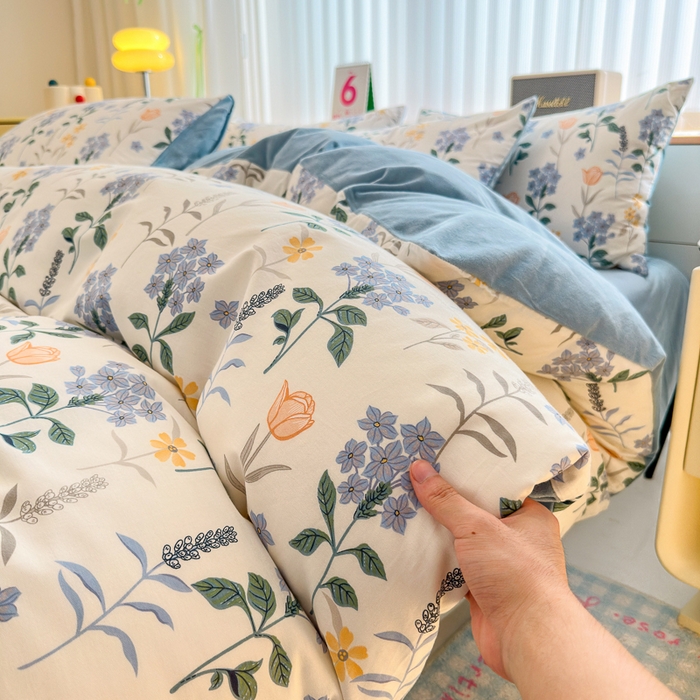 91家纺网 家纺一手货源 找家纺 清雅福 2024新款小清新ins棉加绒印花四件套系列-棉绒风格二 爱丽丝