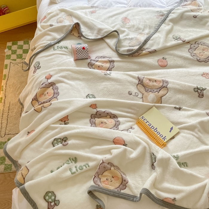 91家纺网 家纺一手货源 找家纺 慕尚家纺 2025新款高克重加厚雪花绒毛毯毯子 幸运狮