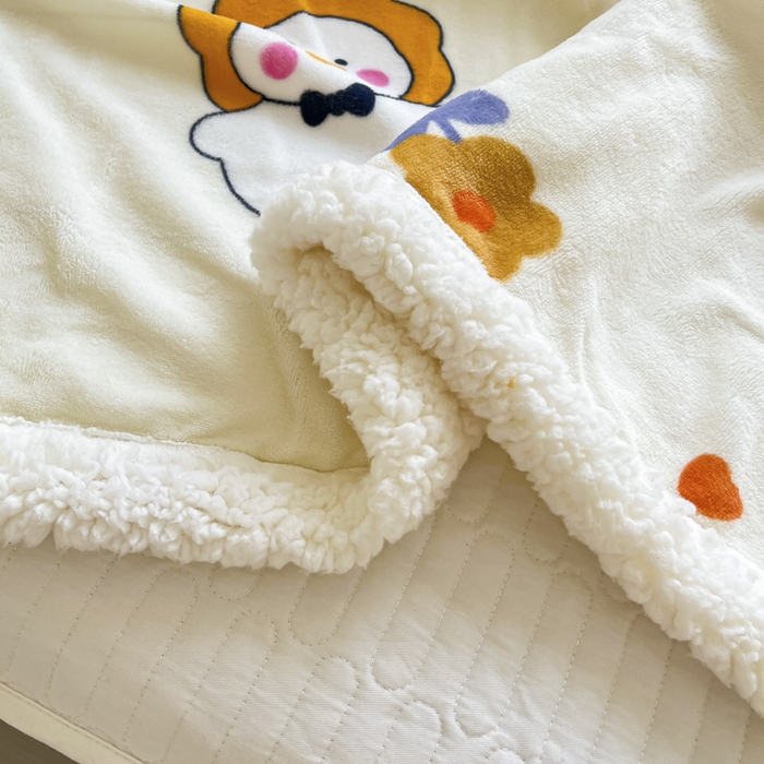 91家纺网 家纺一手货源 找家纺 沐慕 2024新款AB版牛奶绒拼羊羔绒毛毯毯子 毛毯-萌萌鸭