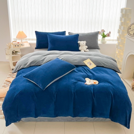 91家纺网 家纺一手货源 找家纺 （总）言熙居  2024新款纯色双拼加厚230克8一9斤牛奶绒四件套