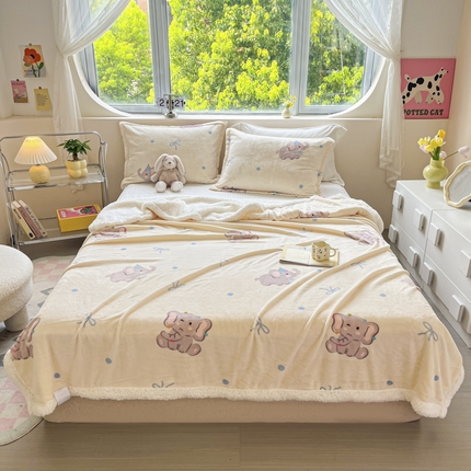 91家纺网 家纺一手货源 找家纺 （总）沐慕 2024新款AB版牛奶绒拼羊羔绒毛毯毯子