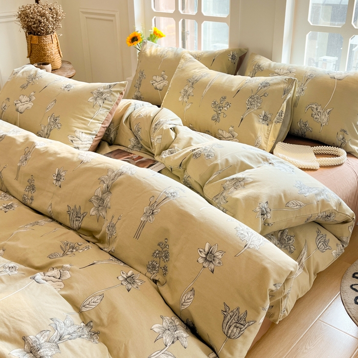 91家纺网 家纺一手货源 找家纺 千朵 2024新款全棉磨毛四件套 秋屿