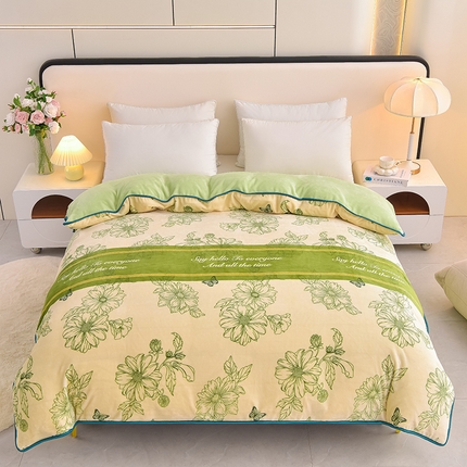 91家纺网 家纺一手货源 找家纺 （总）佳一 2025新款高克重印花牛奶绒单被套直播爆款电商爆款