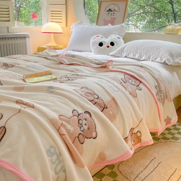 91家纺网 家纺一手货源 找家纺 慕尚家纺 2025新款高克重加厚雪花绒毛毯毯子 星空熊