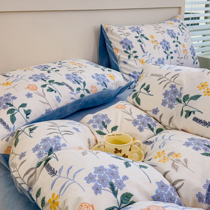 91家纺网 家纺一手货源 找家纺 清雅福 2024新款小清新ins棉加绒印花四件套系列-棉绒风格一 棉绒爱丽丝