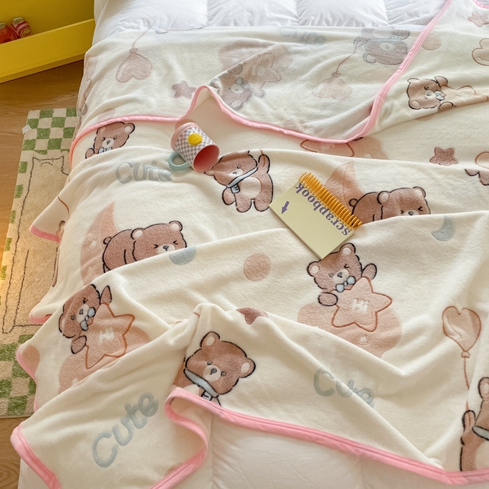 91家纺网 家纺一手货源 找家纺 慕尚家纺 2025新款高克重加厚雪花绒毛毯毯子 星空熊