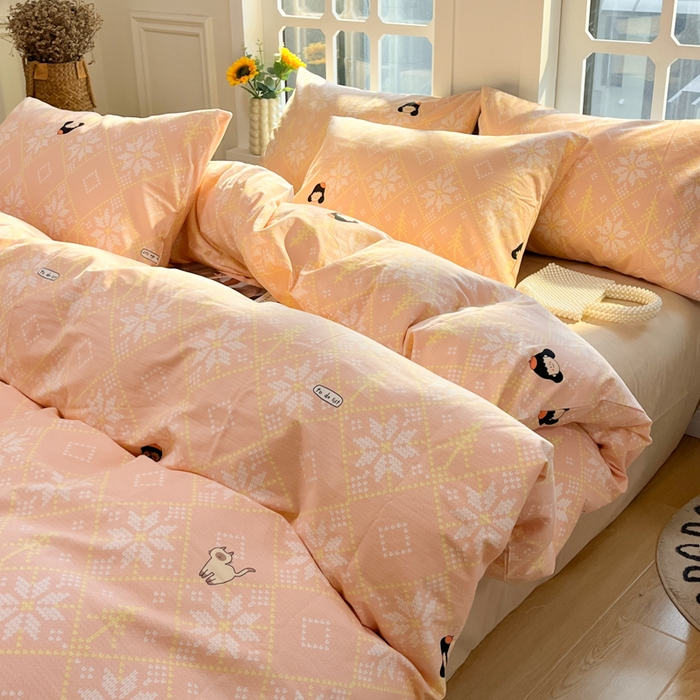 91家纺网 家纺一手货源 找家纺 千朵 2024新款全棉磨毛四件套 南浔