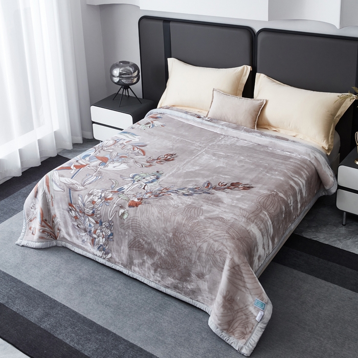 91家纺网 家纺一手货源 找家纺 凯轩毛毛毯毯子网销专供 2024新款新中式大版印花双层云毛毯毯子 梦影