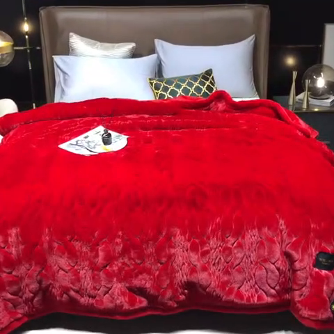 91家纺网 家纺一手货源 找家纺 凯轩毛毛毯毯子网销专供 2024新款精品仿裘皮毛毯毯子 大红