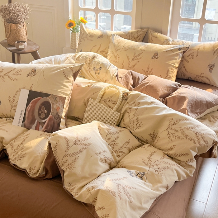 91家纺网 家纺一手货源 找家纺 千朵 2024新款全棉磨毛四件套 沐梦