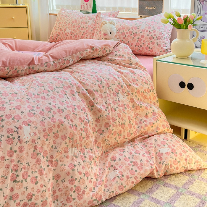 91家纺网 家纺一手货源 找家纺 清雅福 2024新款小清新ins棉加绒印花四件套系列-棉绒风格二 遇见浪漫