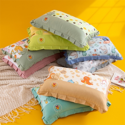 （总）织布人 2024新款枕芯全棉水洗棉拼色卡通0-6岁儿童枕头学生宿舍枕芯