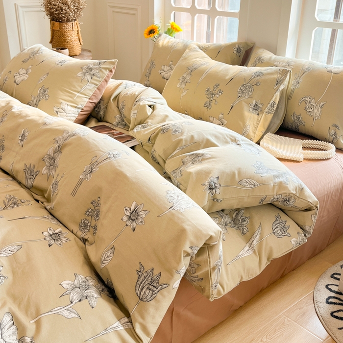 91家纺网 家纺一手货源 找家纺 千朵 2024新款全棉磨毛四件套 秋屿