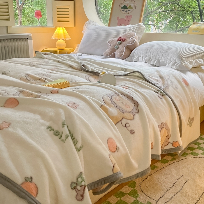 91家纺网 家纺一手货源 找家纺 慕尚家纺 2025新款高克重加厚雪花绒毛毯毯子 幸运狮