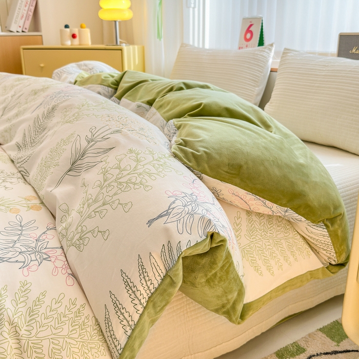 91家纺网 家纺一手货源 找家纺 清雅福 2024新款小清新ins棉加绒印花四件套系列-棉绒风格二 巴黎之恋