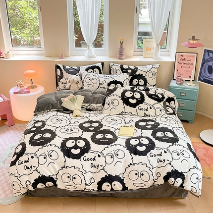 91家纺网 家纺一手货源 找家纺 （总）雅居纺家纺 2024新款高克重印花牛奶绒四件套