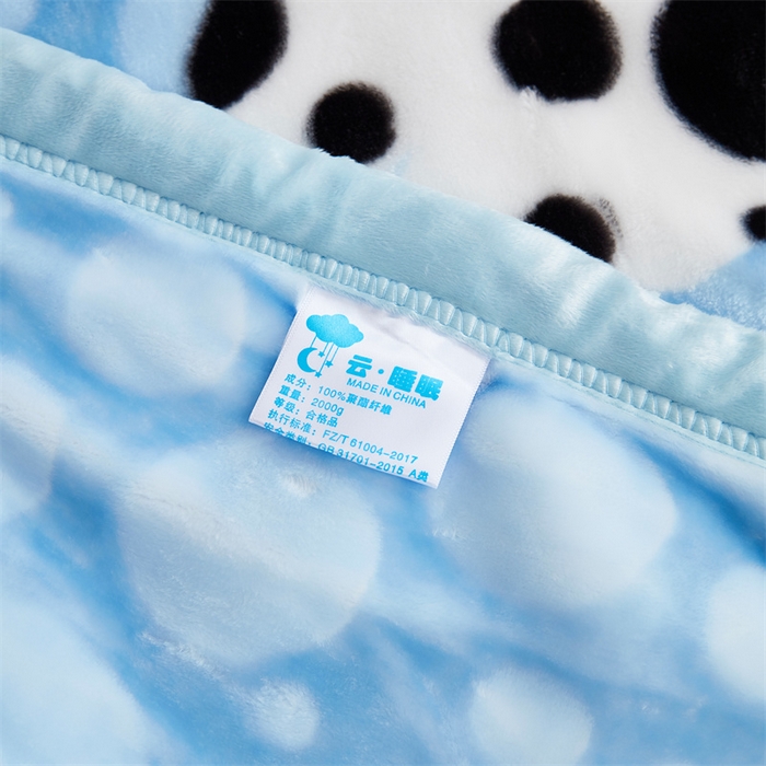 91家纺网 家纺一手货源 找家纺 凯轩毛毛毯毯子网销专供 2024新款双层学生云毛毯毯子 斑点狗-蓝