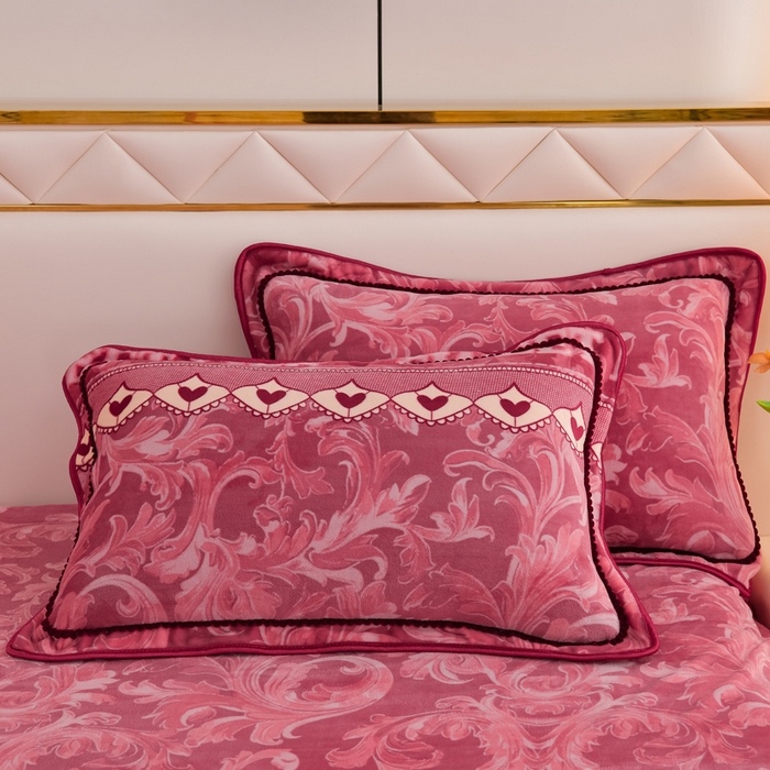 91家纺网 家纺一手货源 找家纺 金柚子 2024新款加厚牛奶绒四件套 甜蜜人生