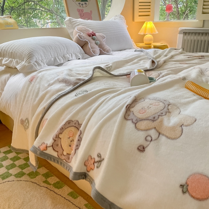 91家纺网 家纺一手货源 找家纺 慕尚家纺 2025新款高克重加厚雪花绒毛毯毯子 幸运狮