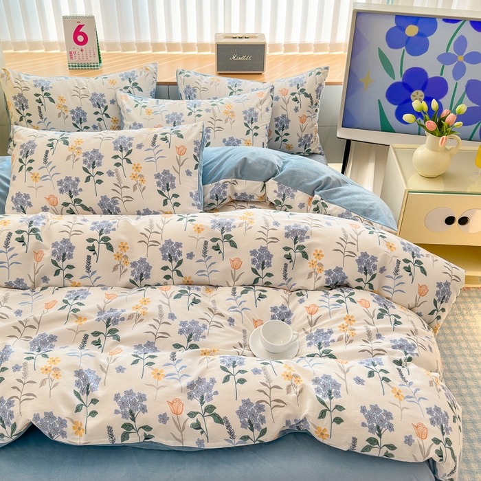 91家纺网 家纺一手货源 找家纺 清雅福 2024新款小清新ins棉加绒印花四件套系列-棉绒风格二 爱丽丝