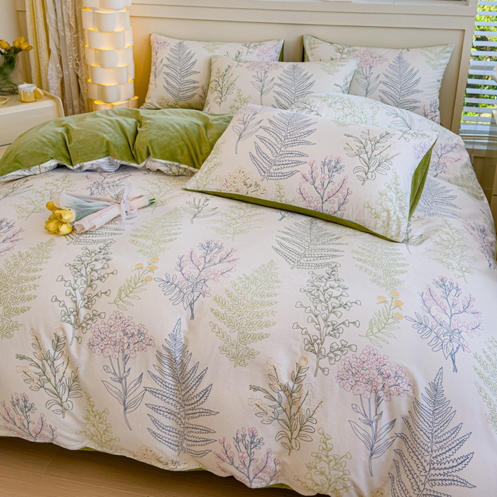 91家纺网 家纺一手货源 找家纺 清雅福 2024新款小清新ins棉加绒印花四件套系列-棉绒风格一 棉绒巴黎之恋