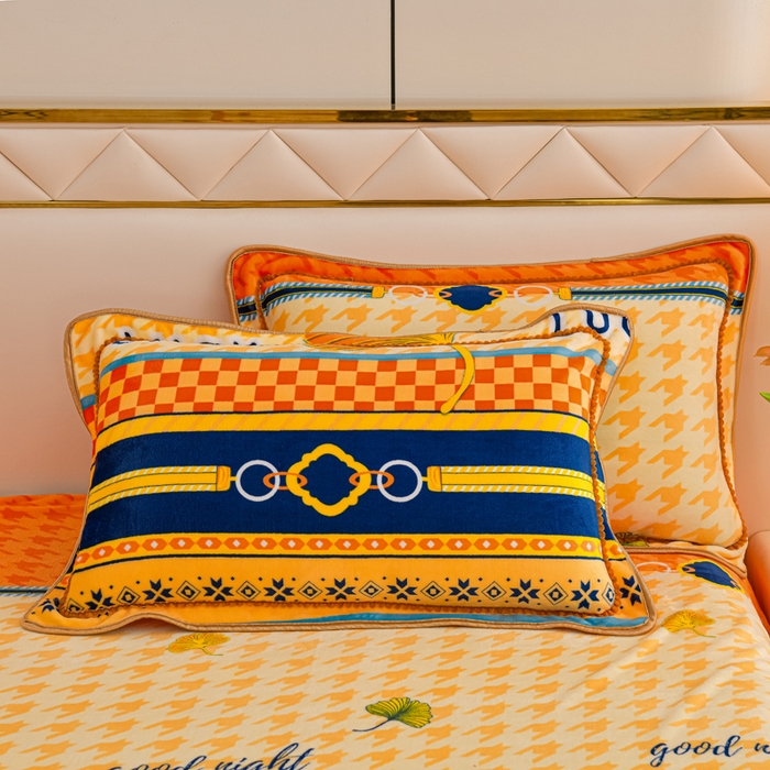 91家纺网 家纺一手货源 找家纺 金柚子 2024新款加厚牛奶绒四件套 一叶知秋