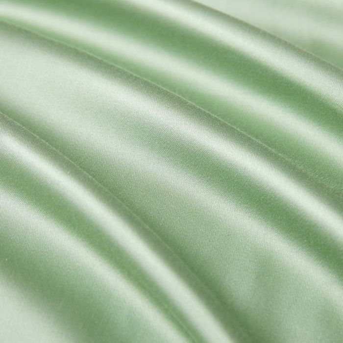 91家纺网 家纺一手货源 找家纺 轩和家居 2024新款简约纯色50s长绒棉贡缎四件套 抹茶绿+奶芋黄