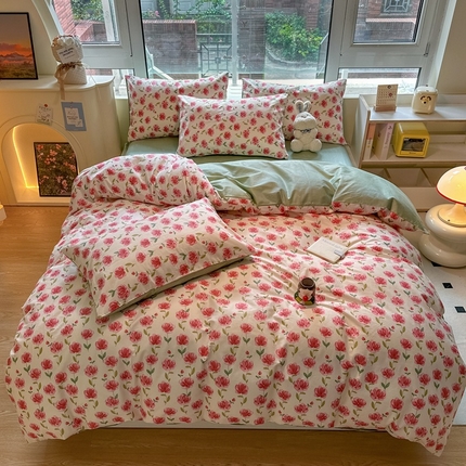 91家纺网 家纺一手货源 找家纺 总推 金牛座 2025新款全棉13372印花小清新四件套