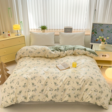 清雅福 2024新款小清新ins棉加绒印花四件套系列-棉绒风格二 茶艺