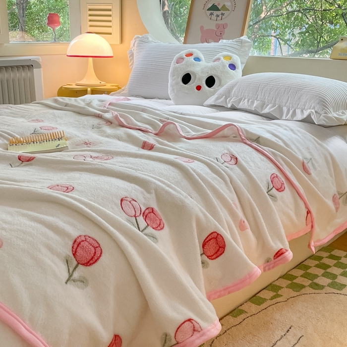 91家纺网 家纺一手货源 找家纺 慕尚家纺 2025新款高克重加厚雪花绒毛毯毯子 玫瑰之恋