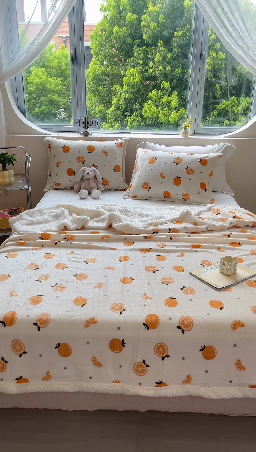 91家纺网 家纺一手货源 找家纺 沐慕 2024新款AB版牛奶绒拼羊羔绒毛毯毯子 毛毯-小橙子