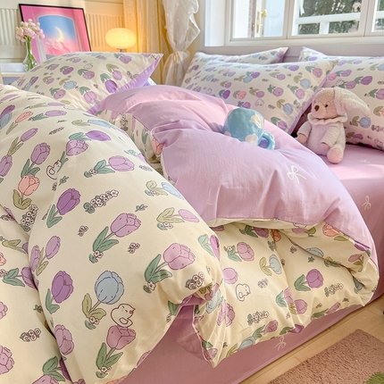 麦伦家居 2024全棉斜纹13372小清新碎花卡通系列四件套 美雅