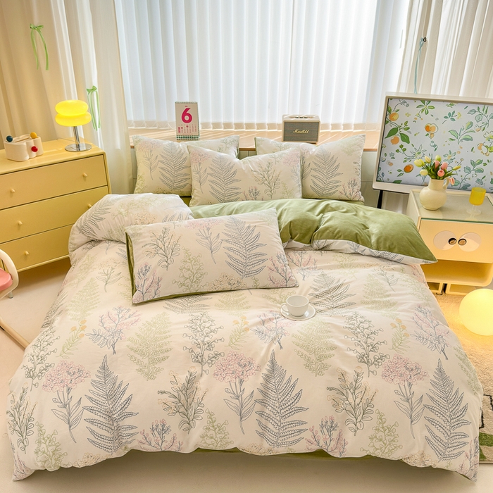 91家纺网 家纺一手货源 找家纺 清雅福 2024新款小清新ins棉加绒印花四件套系列-棉绒风格二 巴黎之恋