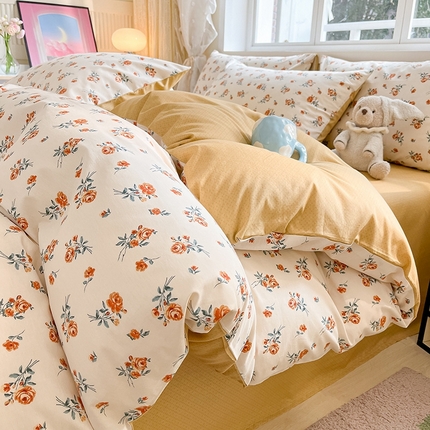 麦伦家居 2024全棉斜纹13372小清新碎花卡通系列四件套 玫瑰庄园