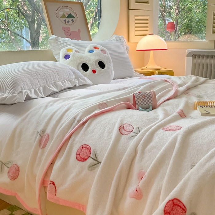 91家纺网 家纺一手货源 找家纺 慕尚家纺 2025新款高克重加厚雪花绒毛毯毯子 玫瑰之恋