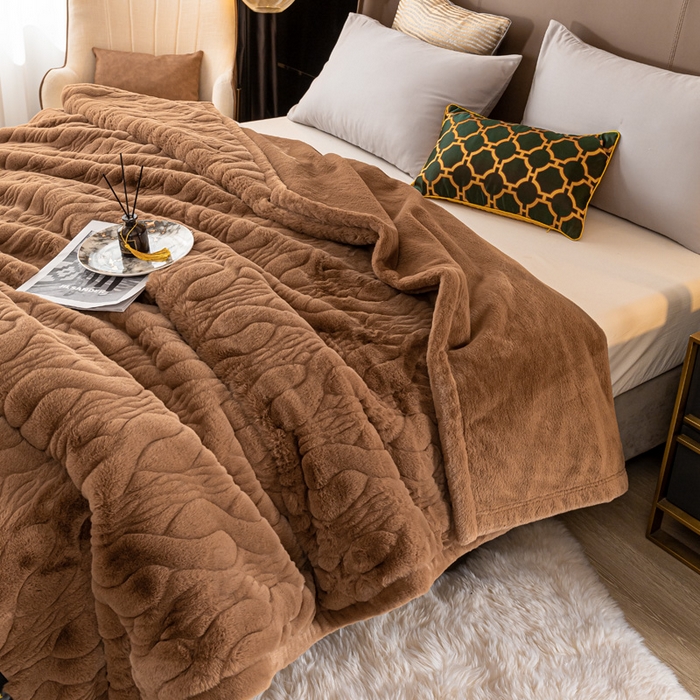 91家纺网 家纺一手货源 找家纺 凯轩毛毛毯毯子网销专供 2024新款精品仿裘皮毛毯毯子 沙漠红