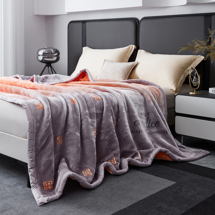 91家纺网 家纺一手货源 找家纺 凯轩毛毛毯毯子网销专供 2024新款新中式大版印花双层云毛毯毯子 见变