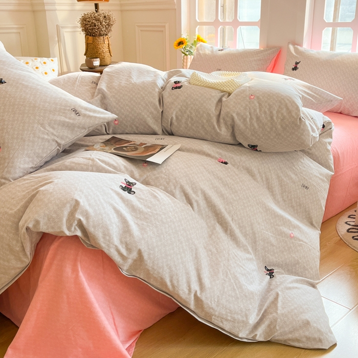 91家纺网 家纺一手货源 找家纺 千朵 2024新款全棉磨毛四件套 萌宠